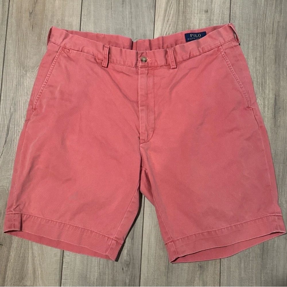 Polo Ralph Lauren Shorts Mens Size 36 Chino Red Flat Front Cotton Classic Fit